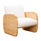 29" White And Natural Linen Arm Chair