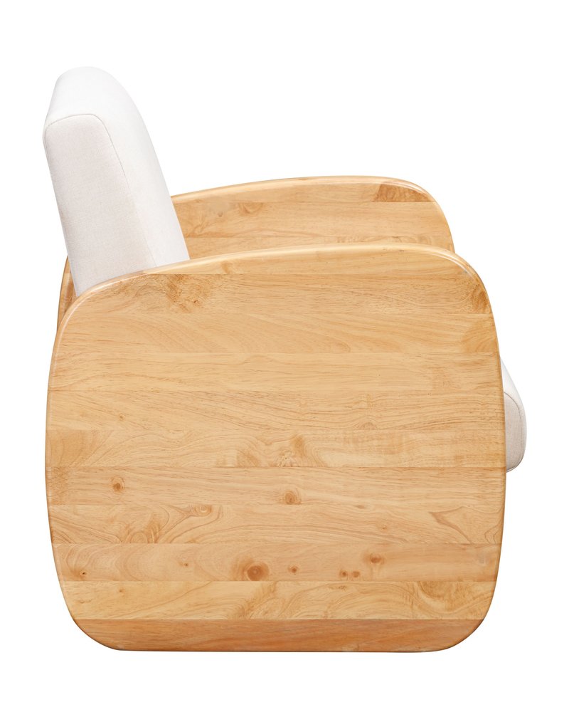 29" White And Natural Linen Arm Chair