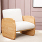 29" White And Natural Linen Arm Chair