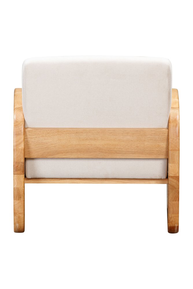29" White And Natural Linen Arm Chair