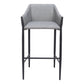 30" Slate Gray And Black Fabric And Steel Bar Height Bar Chair