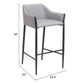 30" Slate Gray And Black Fabric And Steel Bar Height Bar Chair