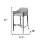 30" Slate Gray And Black Fabric And Steel Bar Height Bar Chair