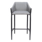 30" Slate Gray And Black Fabric And Steel Bar Height Bar Chair