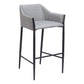 30" Slate Gray And Black Fabric And Steel Bar Height Bar Chair