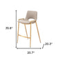 Set of Two 26" Beige And Gold Faux Leather And Steel Low Back Counter Height Bar Chairs