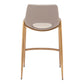 Set of Two 26" Beige And Gold Faux Leather And Steel Low Back Counter Height Bar Chairs