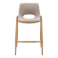 Set of Two 26" Beige And Gold Faux Leather And Steel Low Back Counter Height Bar Chairs