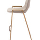 Set of Two 26" Beige And Gold Faux Leather And Steel Low Back Counter Height Bar Chairs