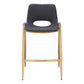 Set of Two 26" Black And Gold Faux Leather And Steel Low Back Counter Height Bar Chairs
