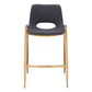 Set of Two 26" Black And Gold Faux Leather And Steel Low Back Counter Height Bar Chairs