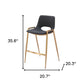 Set of Two 26" Black And Gold Faux Leather And Steel Low Back Counter Height Bar Chairs