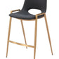 Set of Two 26" Black And Gold Faux Leather And Steel Low Back Counter Height Bar Chairs