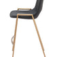 Set of Two 26" Black And Gold Faux Leather And Steel Low Back Counter Height Bar Chairs