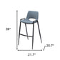 Set of Two 30" Blue And Black Faux Leather And Steel Low Back Bar Height Bar Chairs