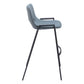 Set of Two 30" Blue And Black Faux Leather And Steel Low Back Bar Height Bar Chairs