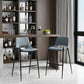 Set of Two 30" Blue And Black Faux Leather And Steel Low Back Bar Height Bar Chairs