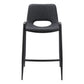 Set of Two 26" Black Faux Leather And Steel Low Back Counter Height Bar Chairs