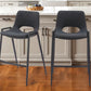 Set of Two 26" Black Faux Leather And Steel Low Back Counter Height Bar Chairs