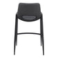 Set of Two 26" Black Faux Leather And Steel Low Back Counter Height Bar Chairs