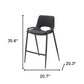 Set of Two 26" Black Faux Leather And Steel Low Back Counter Height Bar Chairs