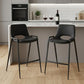 Set of Two 26" Black Faux Leather And Steel Low Back Counter Height Bar Chairs