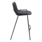 Set of Two 26" Black Faux Leather And Steel Low Back Counter Height Bar Chairs