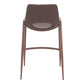 Set of Two 26" Brown Faux Leather And Steel Low Back Counter Height Bar Chairs