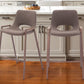 Set of Two 26" Brown Faux Leather And Steel Low Back Counter Height Bar Chairs