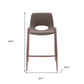 Set of Two 26" Brown Faux Leather And Steel Low Back Counter Height Bar Chairs