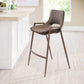 Set of Two 26" Brown Faux Leather And Steel Low Back Counter Height Bar Chairs