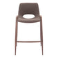 Set of Two 26" Brown Faux Leather And Steel Low Back Counter Height Bar Chairs