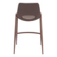 Set of Two 26" Brown Faux Leather And Steel Low Back Counter Height Bar Chairs