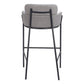 30" Slate Gray And Black Fabric And Steel Bar Height Bar Chair