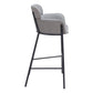 30" Slate Gray And Black Fabric And Steel Bar Height Bar Chair