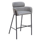 30" Slate Gray And Black Fabric And Steel Bar Height Bar Chair