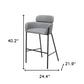 30" Slate Gray And Black Fabric And Steel Bar Height Bar Chair