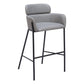 30" Slate Gray And Black Fabric And Steel Bar Height Bar Chair