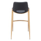 Set of Two 30" Black and Gold Faux Leather and Steel Low Back Bar Height Bar Chairs