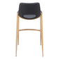 Set of Two 30" Black and Gold Faux Leather and Steel Low Back Bar Height Bar Chairs