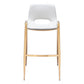 Set of Two 30" White And Gold Faux Leather And Steel Low Back Bar Height Bar Chairs