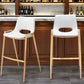 Set of Two 30" White And Gold Faux Leather And Steel Low Back Bar Height Bar Chairs