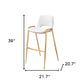 Set of Two 30" White And Gold Faux Leather And Steel Low Back Bar Height Bar Chairs