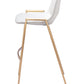Set of Two 30" White And Gold Faux Leather And Steel Low Back Bar Height Bar Chairs