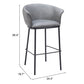30" Gray And Black Faux Leather And Steel Bar Height Bar Chair