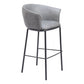 30" Gray And Black Faux Leather And Steel Bar Height Bar Chair