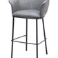 30" Gray And Black Faux Leather And Steel Bar Height Bar Chair