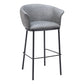 30" Gray And Black Faux Leather And Steel Bar Height Bar Chair