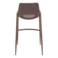Set of Two 30" Brown Faux Leather And Steel Low Back Bar Height Bar Chairs