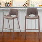 Set of Two 30" Brown Faux Leather And Steel Low Back Bar Height Bar Chairs